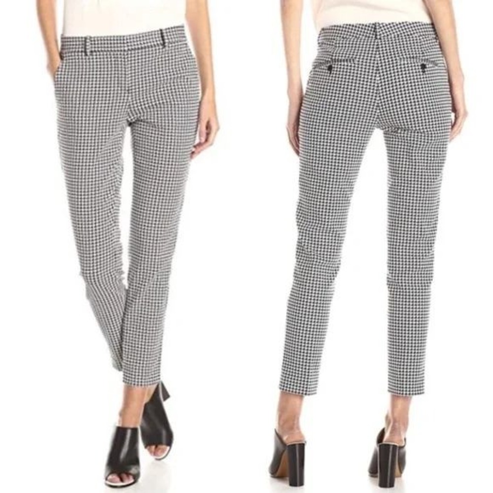 Theory Black White Treeca CL Winhall‎ Houndstooth Print Ankle Pants